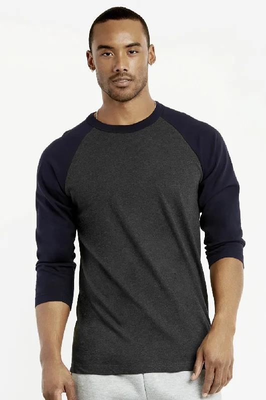 TOP PRO MEN'S 3/4 SLEEVE BASEBALL TEE (MBT001_NV/C.GR)