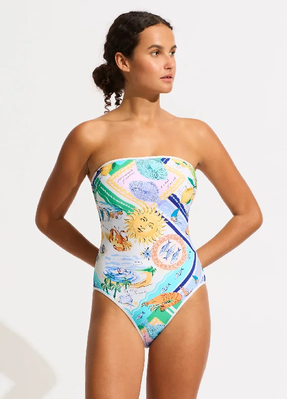 Wish You Were Here DD Bandeau One Piece - Atoll Blue