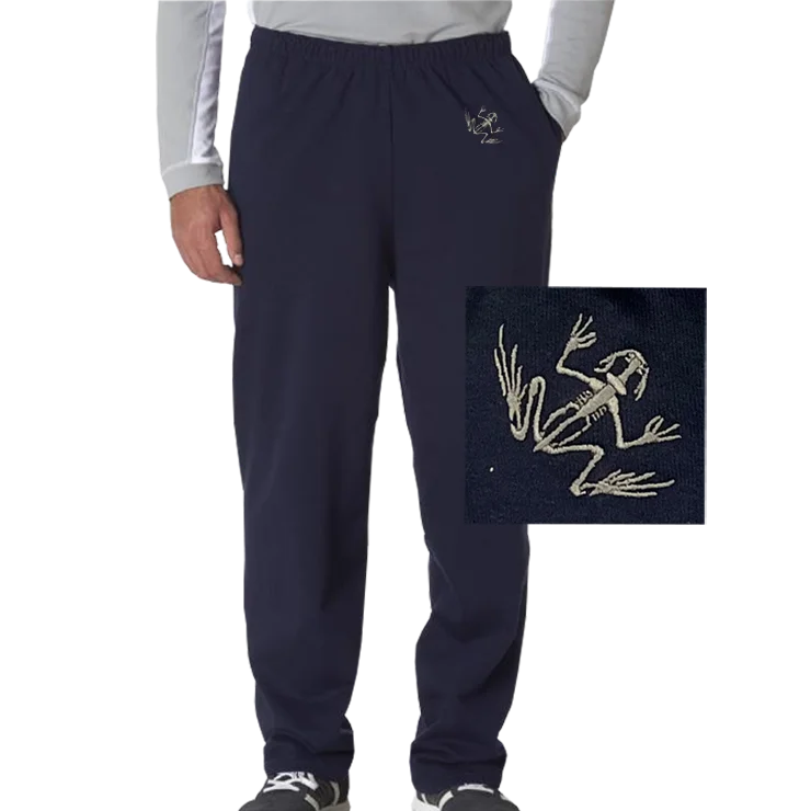 Men's Bone Frog Navy Open-Bottom Fleece Sweatpants