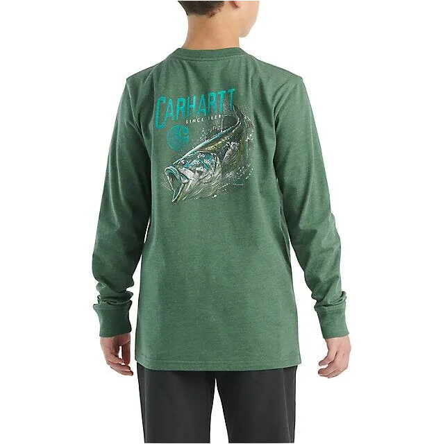 Boys' Long-Sleeve Graphic Pocket T-Shirt - Green Heather