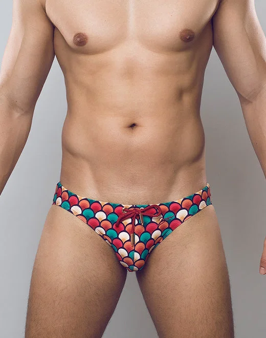 V20 Print Swim Brief - Retro Red