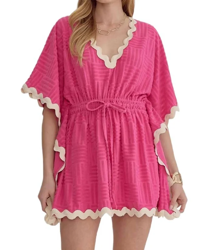 Ric Rac Swim Cover-Up In Hot Pink