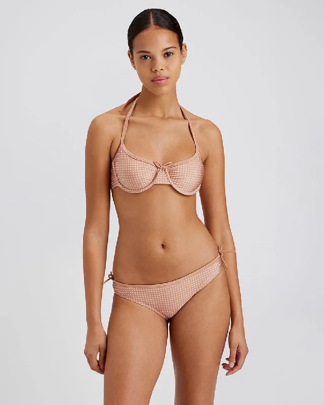 Sydney Top Taupe Polka Dot