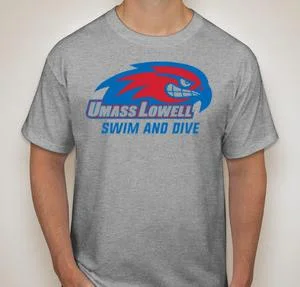 Charles River Space Dye Performance T-Shirt in Grey with Team Logo - UMass Lowell