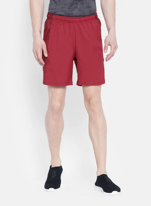 Mens Maroon Self Design Short