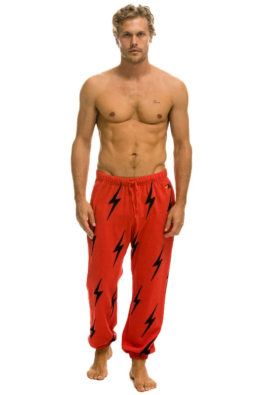 BOLT STITCH REPEAT SWEATPANTS - RED // BLACK