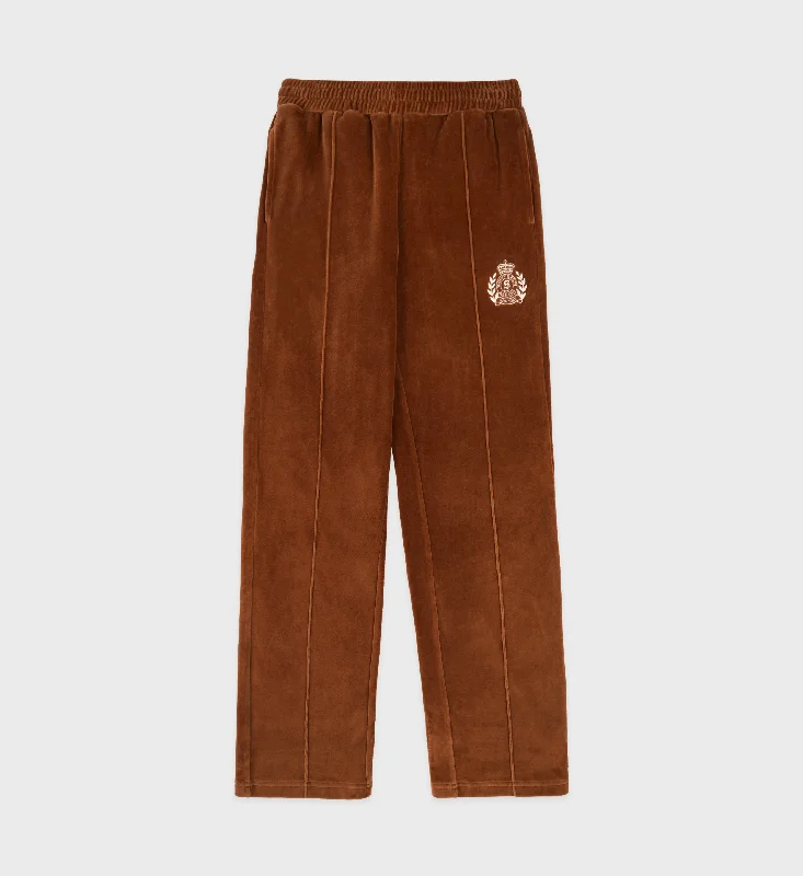 NY Crest Velour Track Pant - Tobacco/Cream