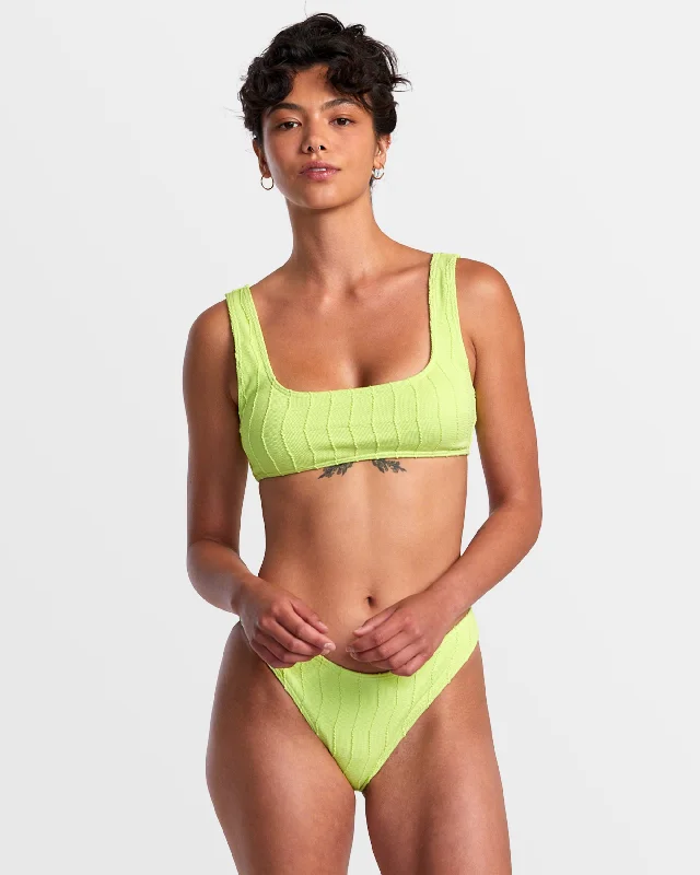 Chevy Grooves Laceback Bralette Bikini Top - Neon Green