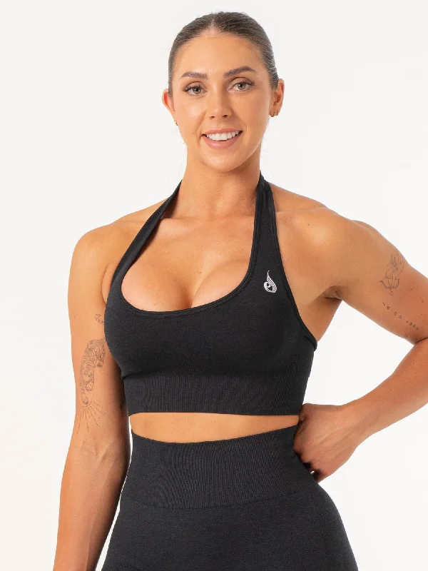 Contour Halter Bra - Black Marl