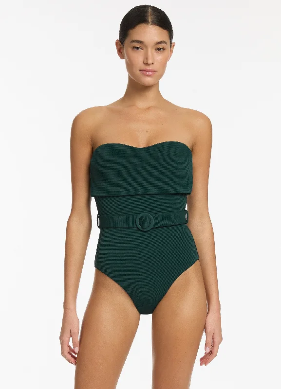 Isla Rib Bandeau One Piece - Forest