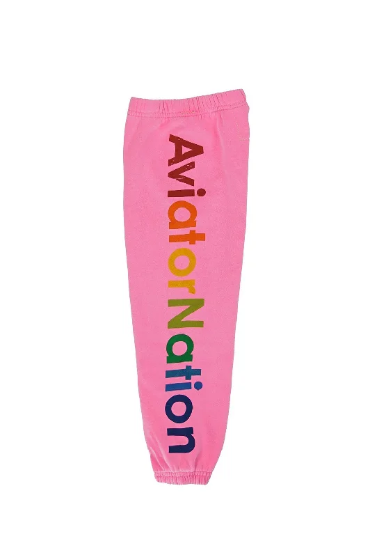 KID'S AVIATOR NATION SWEATPANTS - NEON PINK