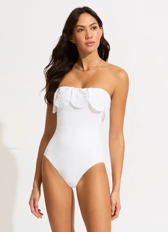 Flounce Bandeau One Piece White