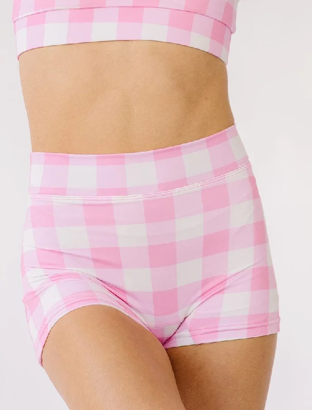 Pink Gingham High-Waist Boy Short