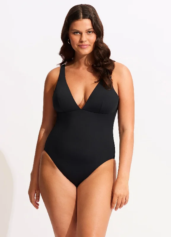 Seafolly Collective V Neck One piece - Black