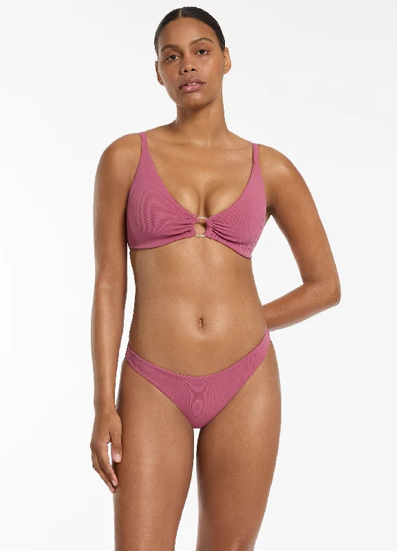 Isla Rib C-D Triangle Bikini Top - Mauve