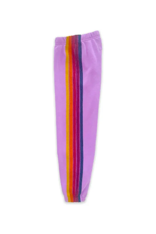 KID'S 5 STRIPE SWEATPANTS - NEON PURPLE