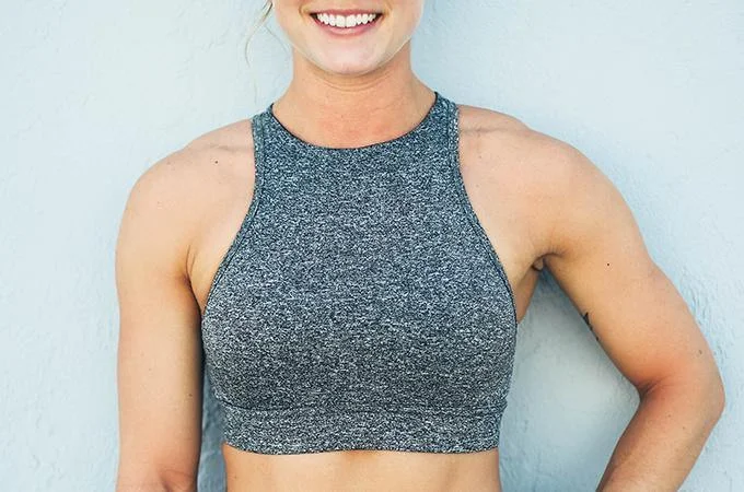 Chestee The T - Heathered Grey Sports Bra