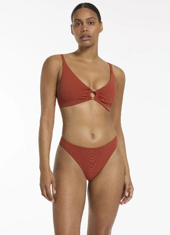 Isla Rib C-D Triangle Bikini Top - Russet