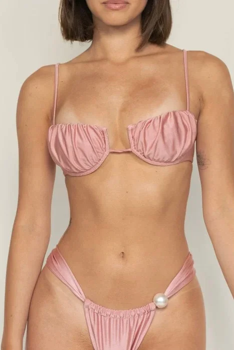 Petal Bikini Top Satin Rose