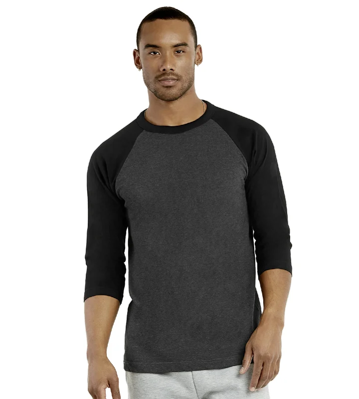 TOP PRO MEN'S 3/4 SLEEVE BASEBALL TEE (MBT001_BLK/C.GR)