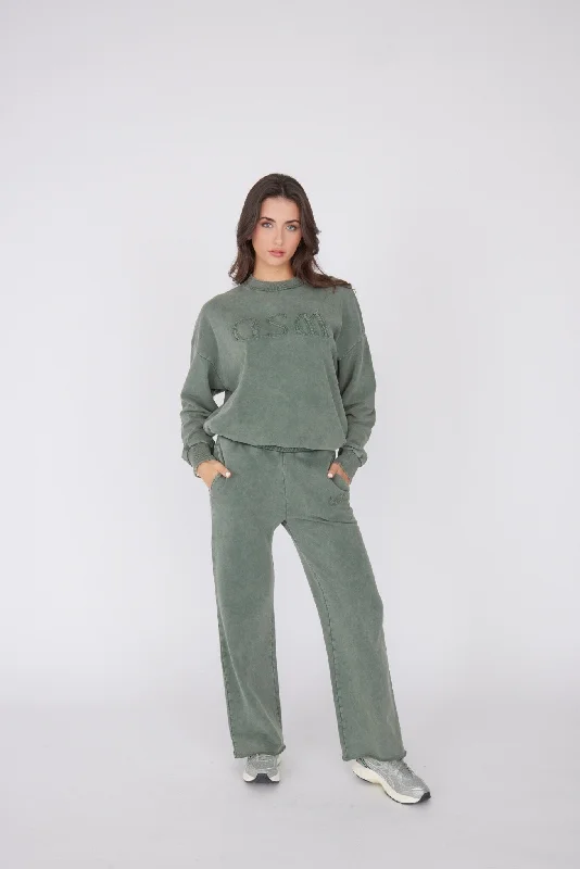 Vintage Wide Leg Sweatpants - Khaki