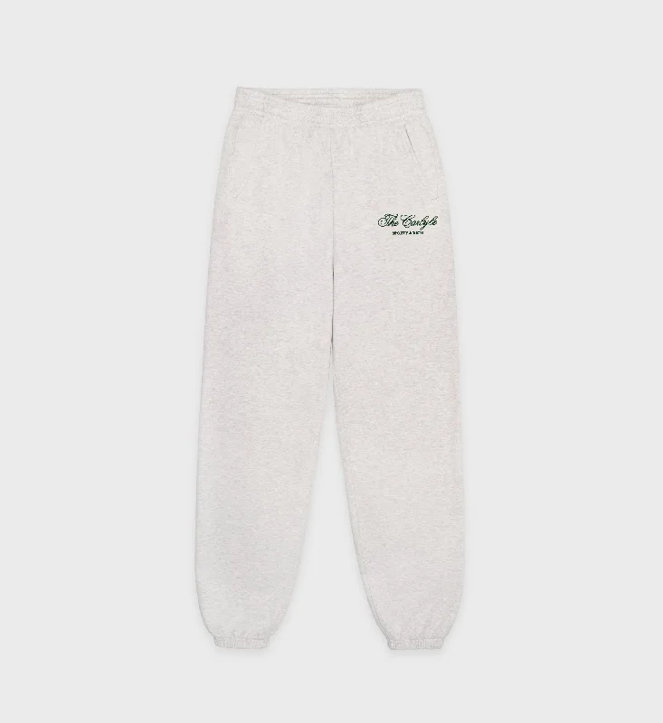 The Carlyle Script Sweatpant - Heather Gray/Forest