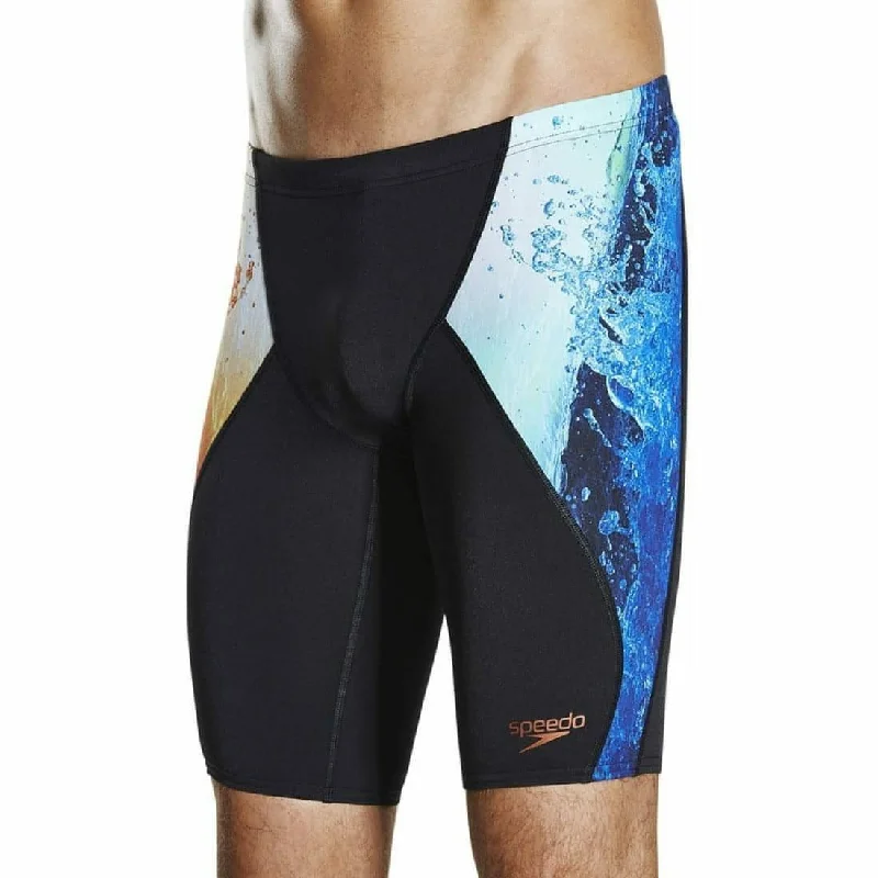 Speedo Placement Digital V-Cut Mens Jammer Swim Shorts - Black