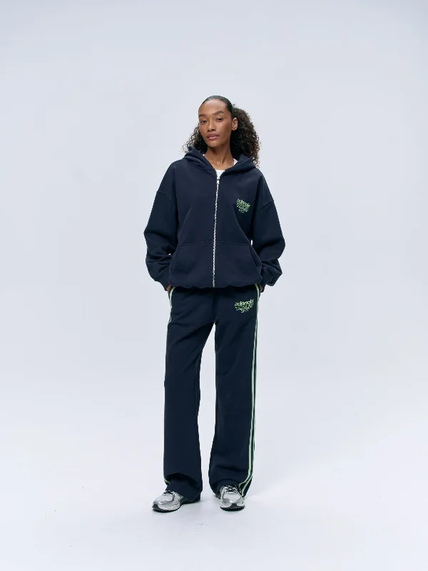 Piping Straight Leg Sweatpants - Navy Blue/Mint Green