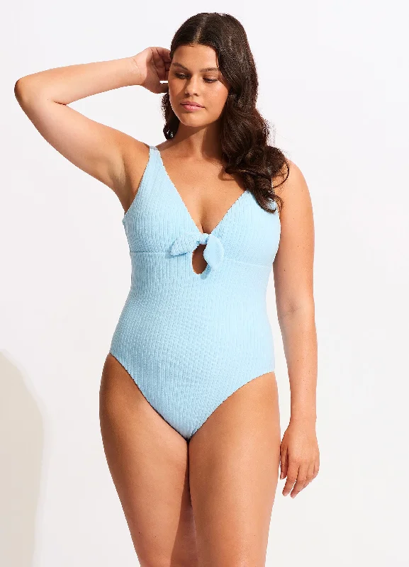 Havana Deep V One Piece - Powder Blue