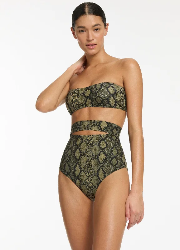 Python Minimal Bandeau Bikini Top - Olive