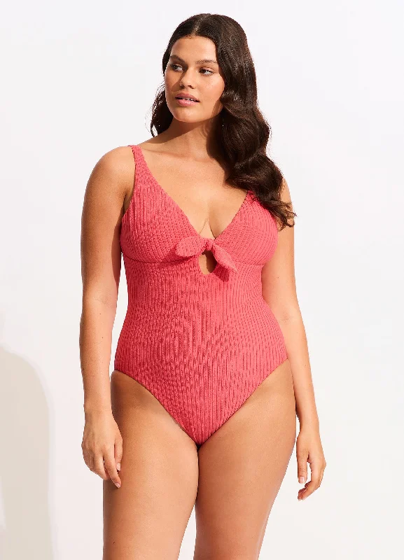 Havana Deep V One Piece - Sun Kissed Coral