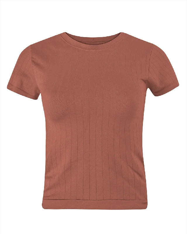 FLAT RIBBED SAPIENT T-Shirt | Rusty Pink