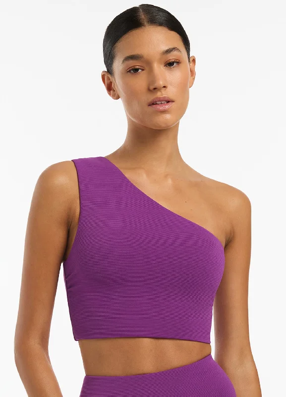 Isla Rib Wide Shoulder Top - Wine Cup