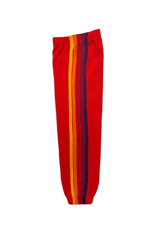 KID'S 5 STRIPE SWEATPANTS - RED