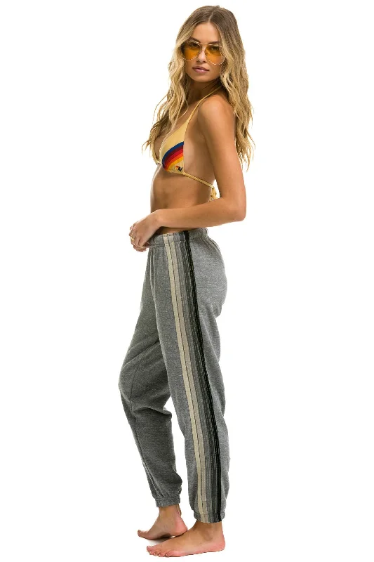 5 STRIPE SWEATPANTS - HEATHER GREY // GREY