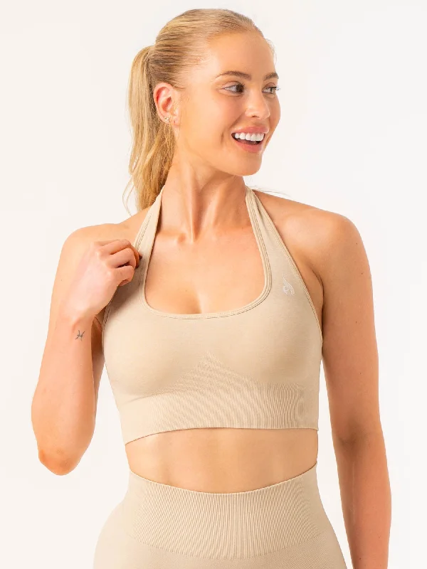 Contour Halter Bra - Stone Marl