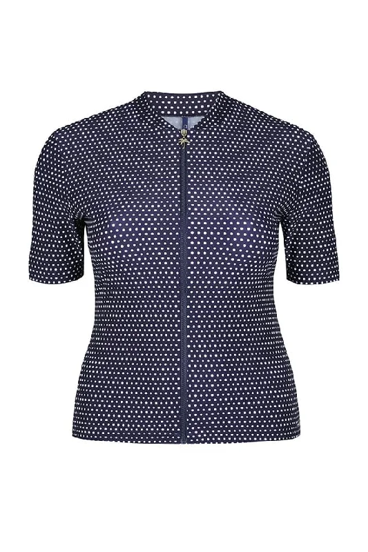 Navy & White Dots Short Sleeve Rash Vest