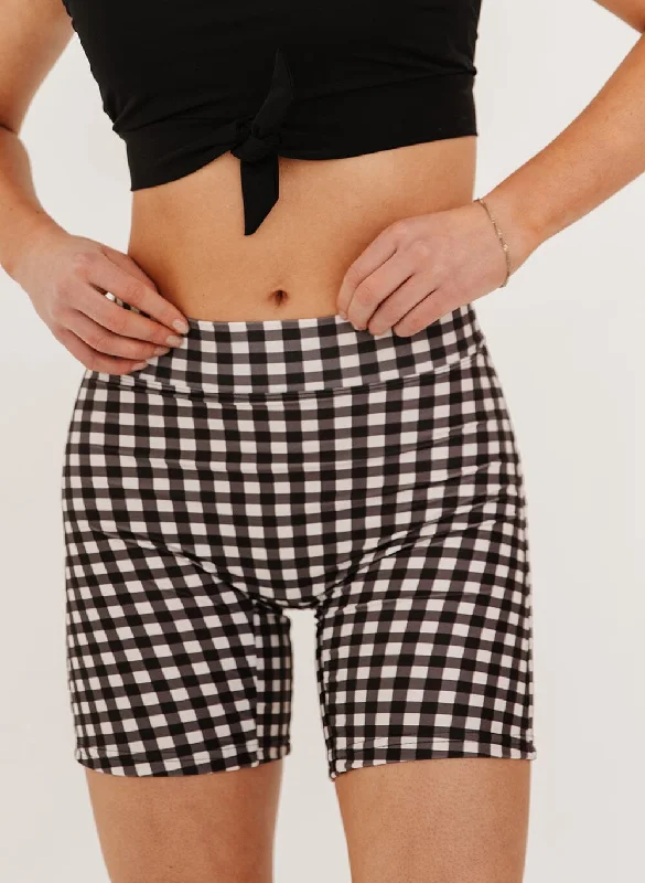 Black Gingham Bike Short