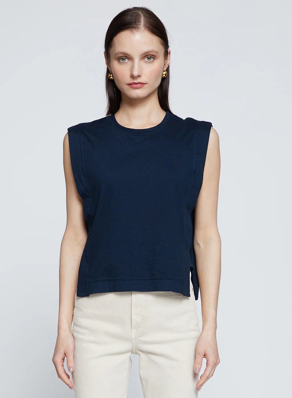 Cloud Jersey Boxy Muscle Tee- New Navy