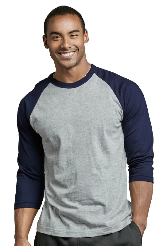 TOP PRO MEN'S 3/4 SLEEVE BASEBALL TEE (MBT001_NV/LT.G)