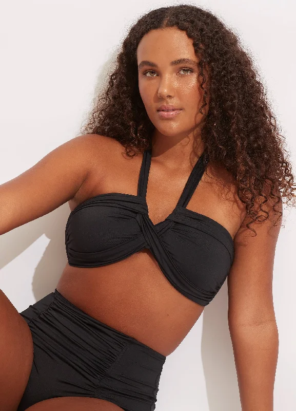 Seafolly Collective Halter Bandeau Bikini Top - Black