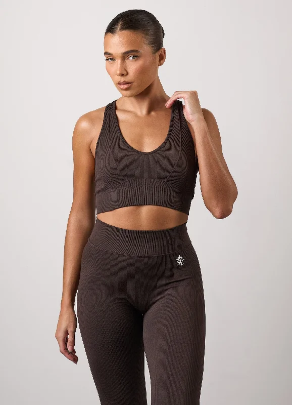 Gym King Formation Rib Bra - Cocoa