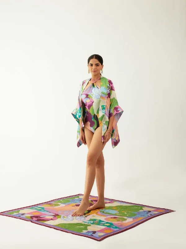 Medal Halter Swimsuit with Tragano Short Kaftan