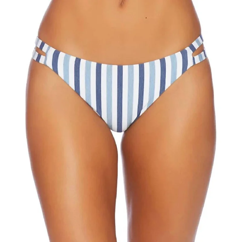 Tie Dye Stripe Double Strap Bikini Bottom In Blue