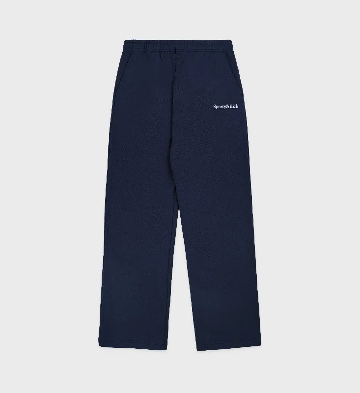 Serif Logo Straight Leg Sweatpant - Navy/White