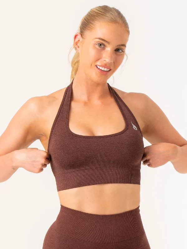 Contour Halter Bra - Chocolate Marl