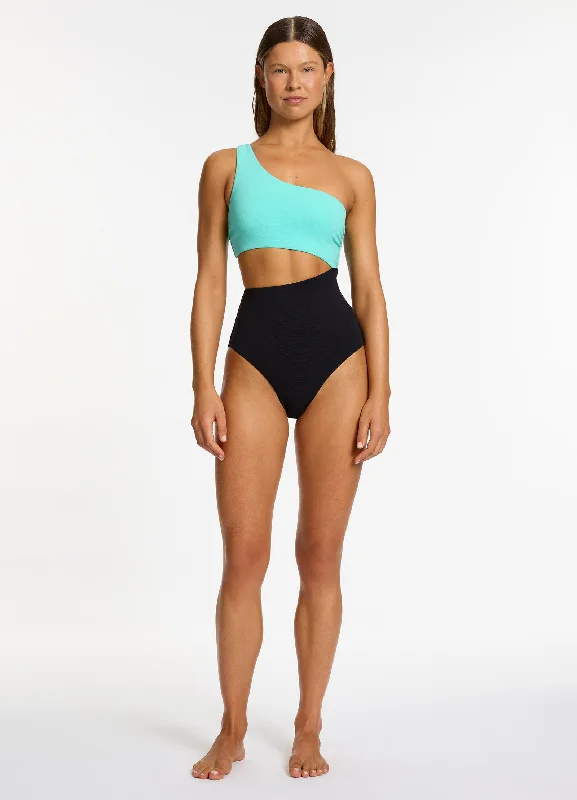 Versa Rib One Shoulder One Piece - Black / Dolce