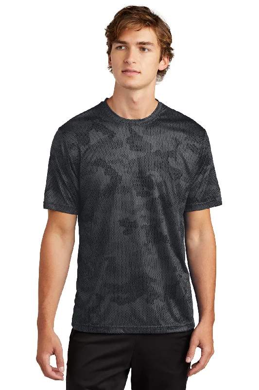 Sport-Tek Adult and Youth Camohex Tee in Iron Grey with Logo - NKA