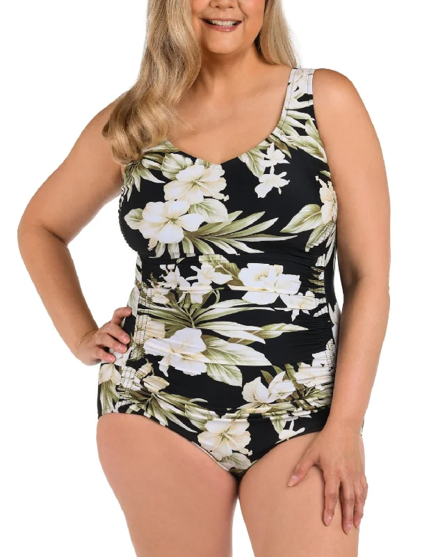 2025 Maxine of Hollywood Plus Island Greenery Side Shirred One Piece - Mw5em14