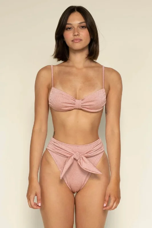 Paula Tie Up Bikini Bottom Prima Pink Sparkle